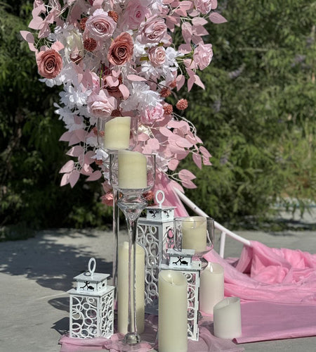 Pink wedding arch