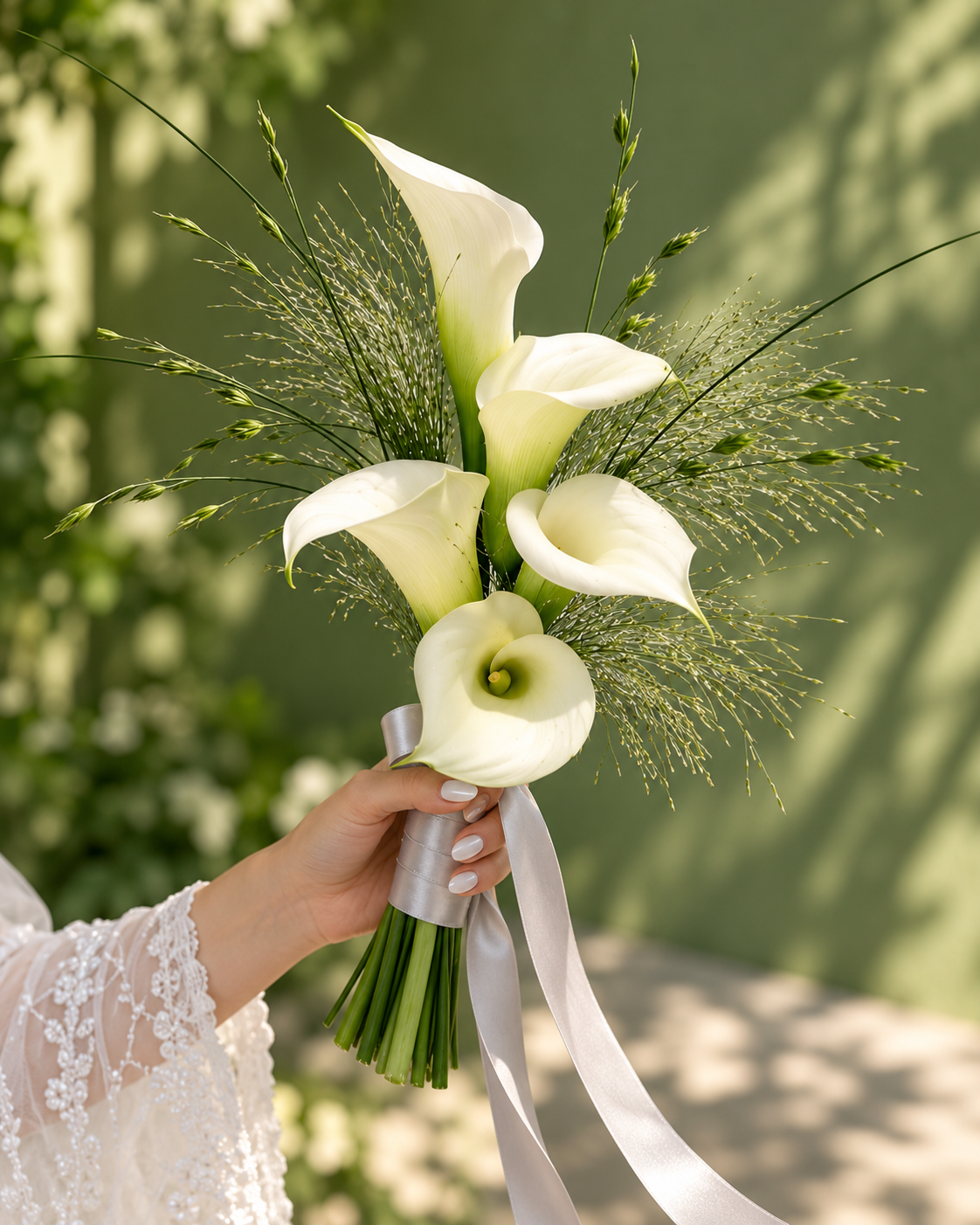 White Calla Lily Bridal Bouquet / باقة العروس من زهور الكالا البيضاء
