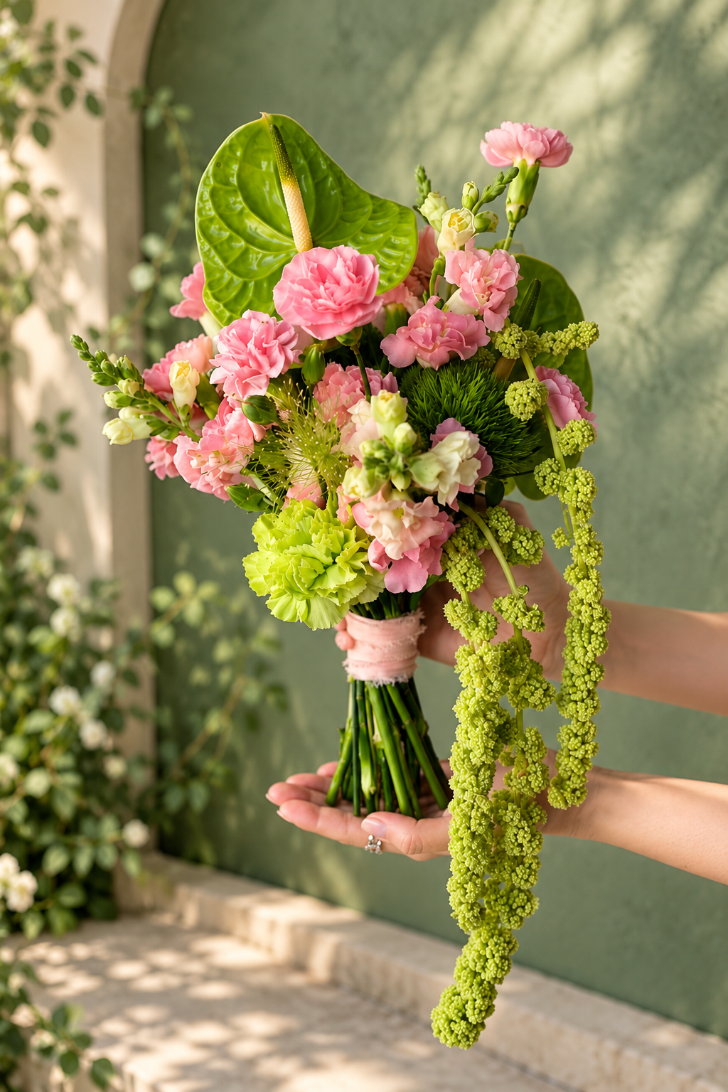 Blushing Harmony Bridal Bouquet باقة العروس التناغم الوردي