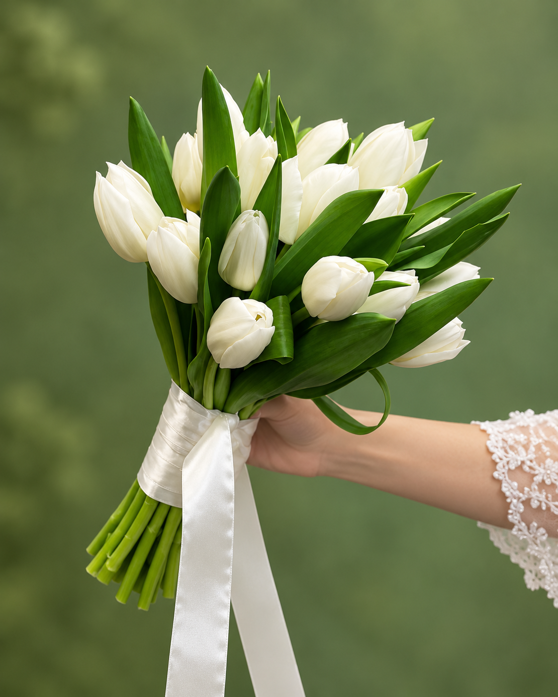 White Tulip Bridal Bouquet / باقة العروس من التوليب الأبيض