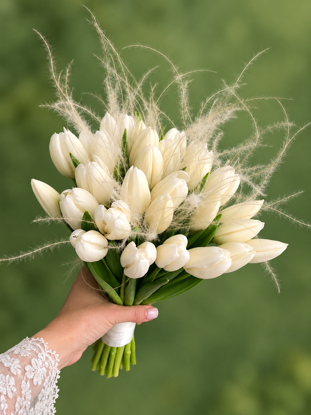 Ivory Whisper Tulip Bouquet باقة توليب الهمس العاجي