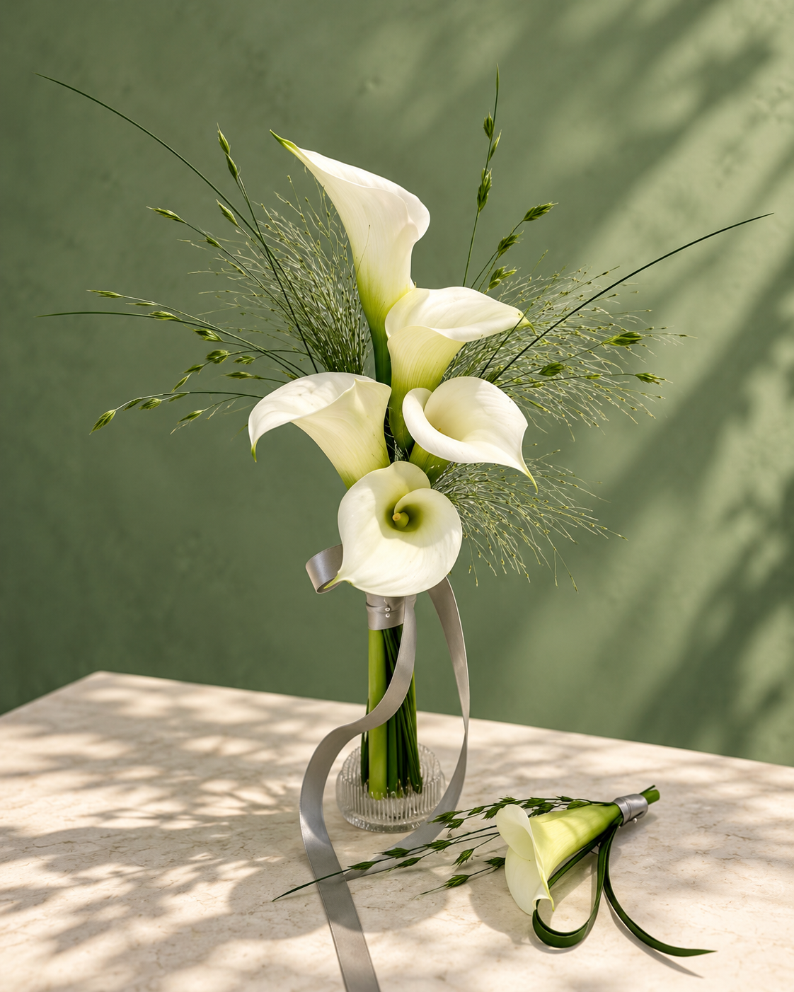 White Calla Lily Bridal Bouquet / باقة العروس من زهور الكالا البيضاء