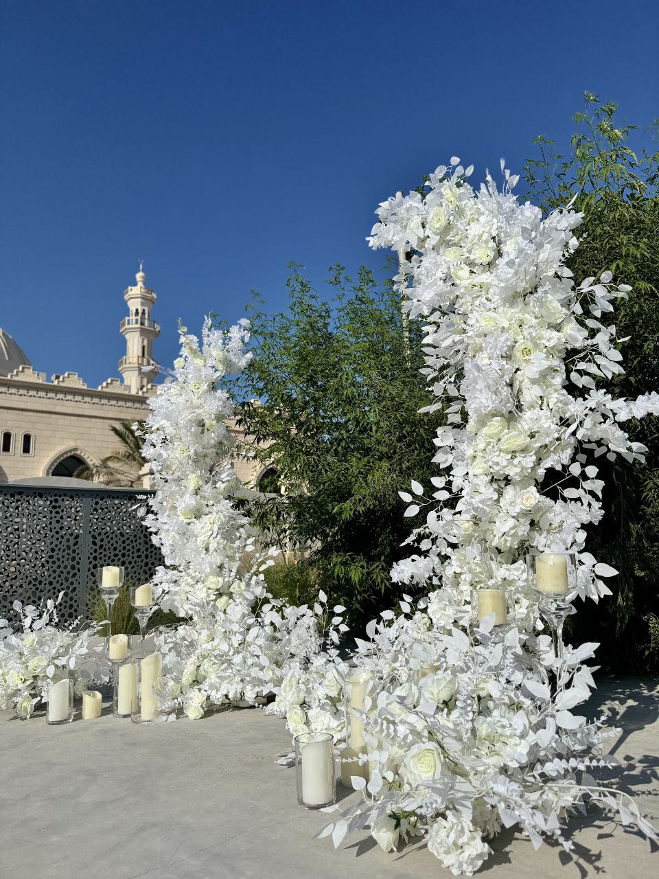 White wedding arch