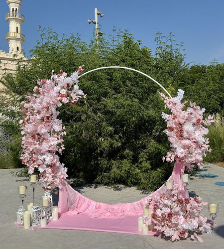 Pink wedding arch